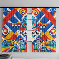 Glasgow 2026 Scotland Window Curtain Thistle Vibrant Tartan Cartoon Character