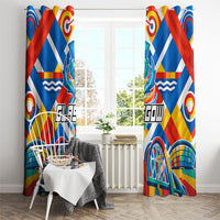 Glasgow 2026 Scotland Window Curtain Thistle Vibrant Tartan Cartoon Character