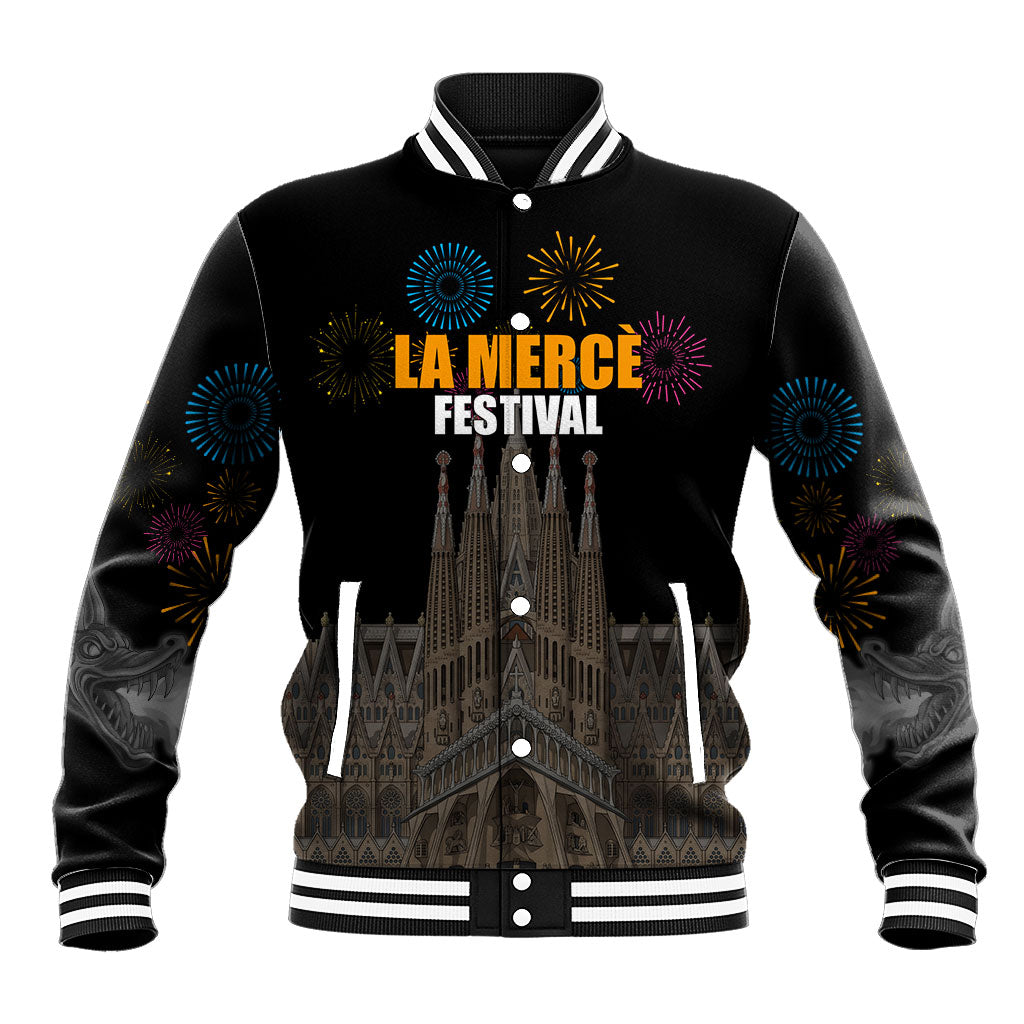 La Merce Festival Barcelona Baseball Jacket Catalan Tradition Celebration Sagrada Familia Fireworks Art