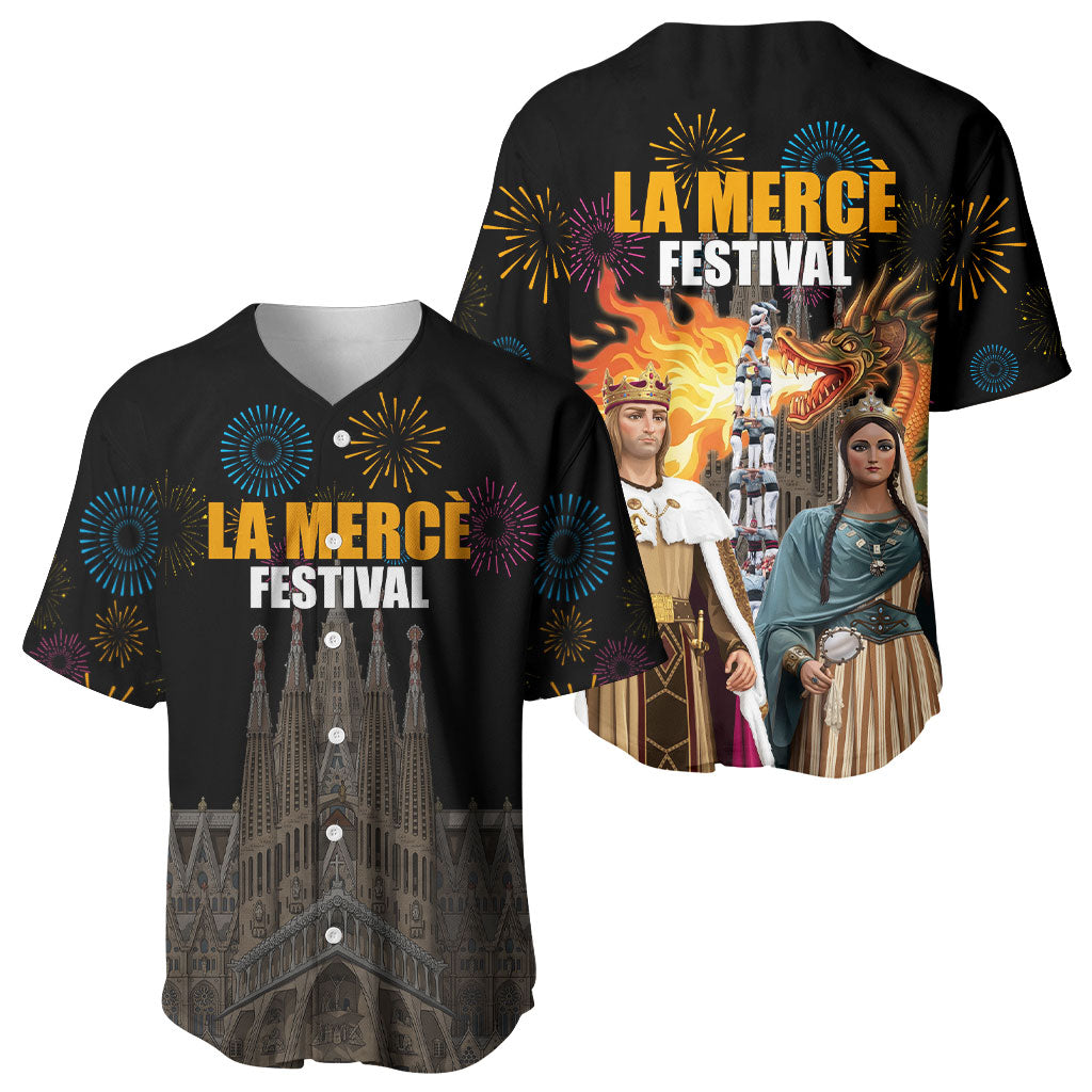 La Merce Festival Barcelona Baseball Jersey Catalan Tradition Celebration Sagrada Familia Fireworks Art