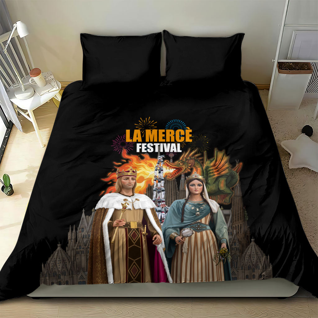 La Merce Festival Barcelona Bedding Set Catalan Tradition Celebration Sagrada Familia Fireworks Art