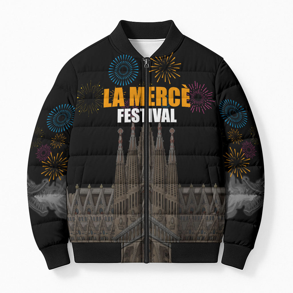 La Merce Festival Barcelona Bomber Puffer Jacket Catalan Tradition Celebration Sagrada Familia Fireworks Art