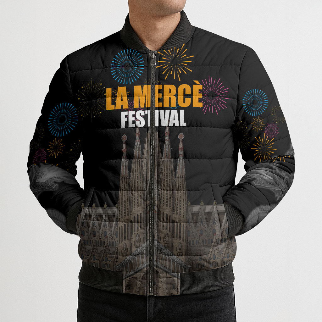 La Merce Festival Barcelona Bomber Puffer Jacket Catalan Tradition Celebration Sagrada Familia Fireworks Art