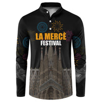 La Merce Festival Barcelona Button Sweatshirt Catalan Tradition Celebration Sagrada Familia Fireworks Art