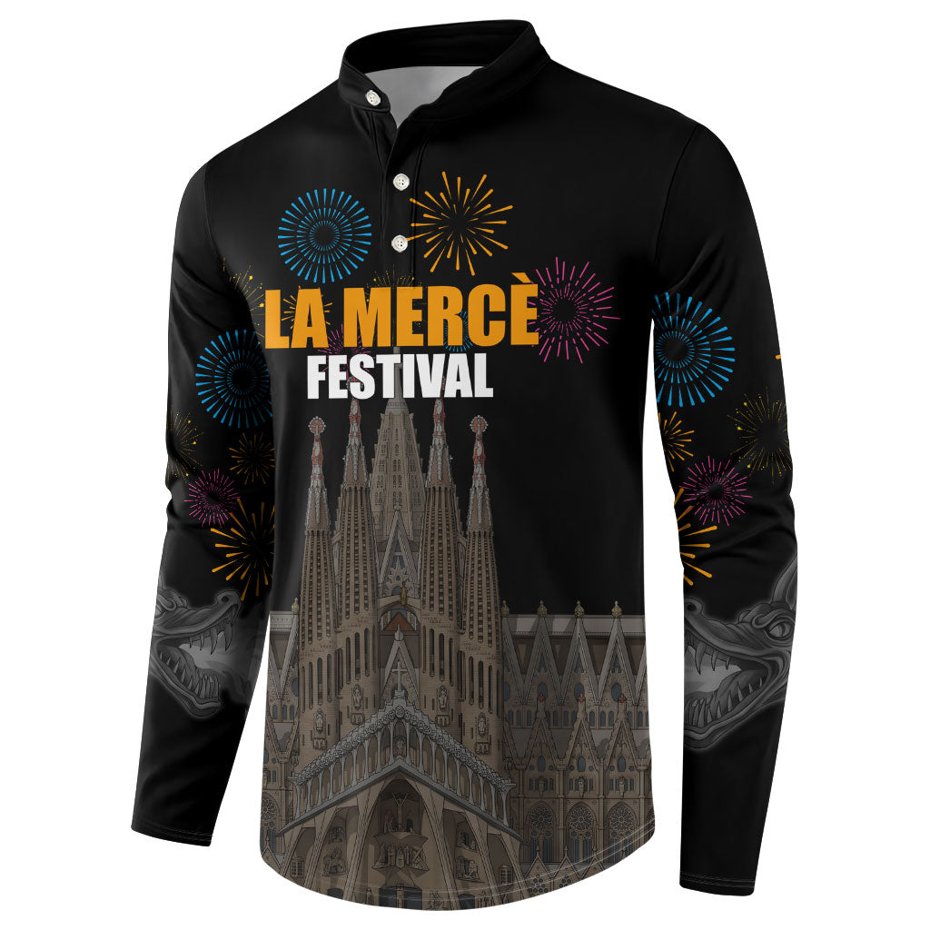 La Merce Festival Barcelona Button Sweatshirt Catalan Tradition Celebration Sagrada Familia Fireworks Art