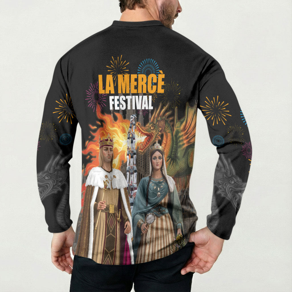 La Merce Festival Barcelona Button Sweatshirt Catalan Tradition Celebration Sagrada Familia Fireworks Art