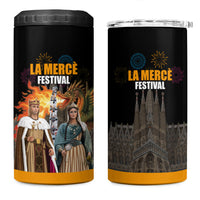 La Merce Festival Barcelona 4 in 1 Can Cooler Tumbler Catalan Tradition Celebration Sagrada Familia Fireworks Art