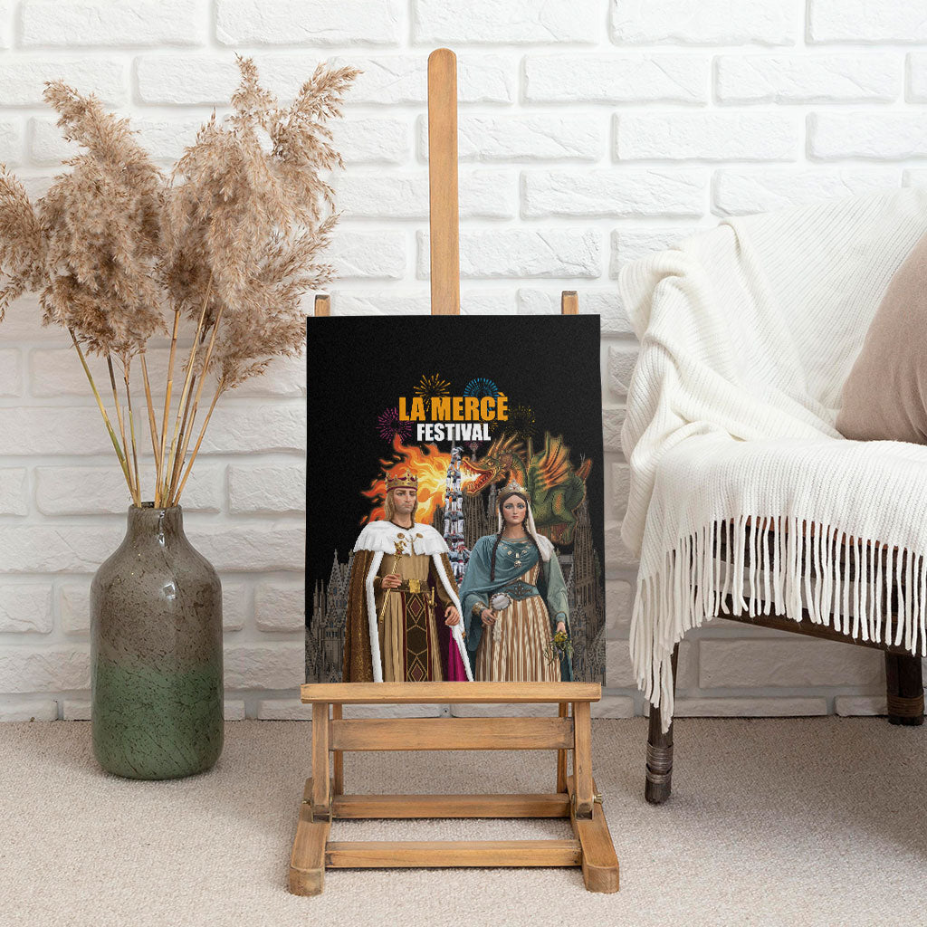 La Merce Festival Barcelona Canvas Wall Art Catalan Tradition Celebration Sagrada Familia Fireworks Art
