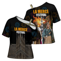 La Merce Festival Barcelona Cross Shoulder Shirt Catalan Tradition Celebration Sagrada Familia Fireworks Art