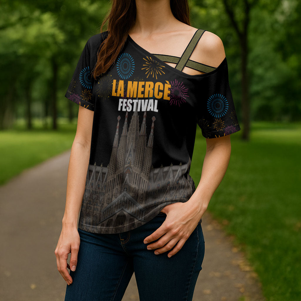 La Merce Festival Barcelona Cross Shoulder Shirt Catalan Tradition Celebration Sagrada Familia Fireworks Art
