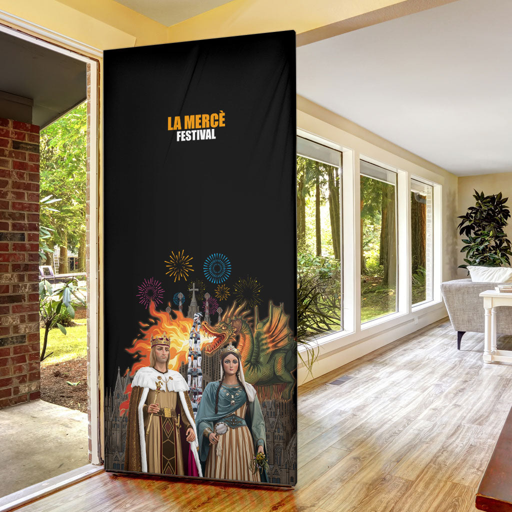 La Merce Festival Barcelona Door Cover Catalan Tradition Celebration Sagrada Familia Fireworks Art