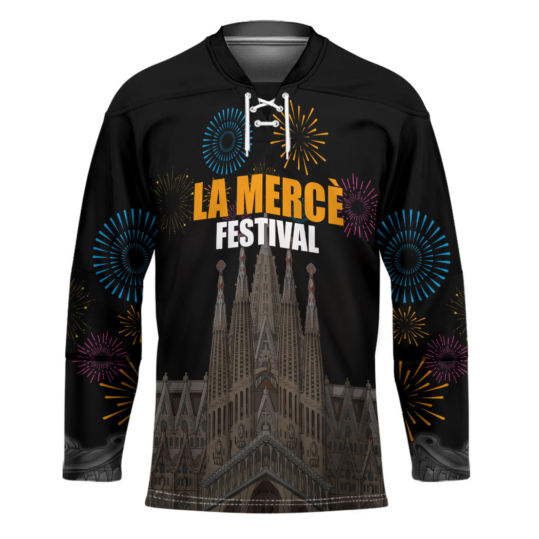 La Merce Festival Barcelona Hockey Jersey Catalan Tradition Celebration Sagrada Familia Fireworks Art