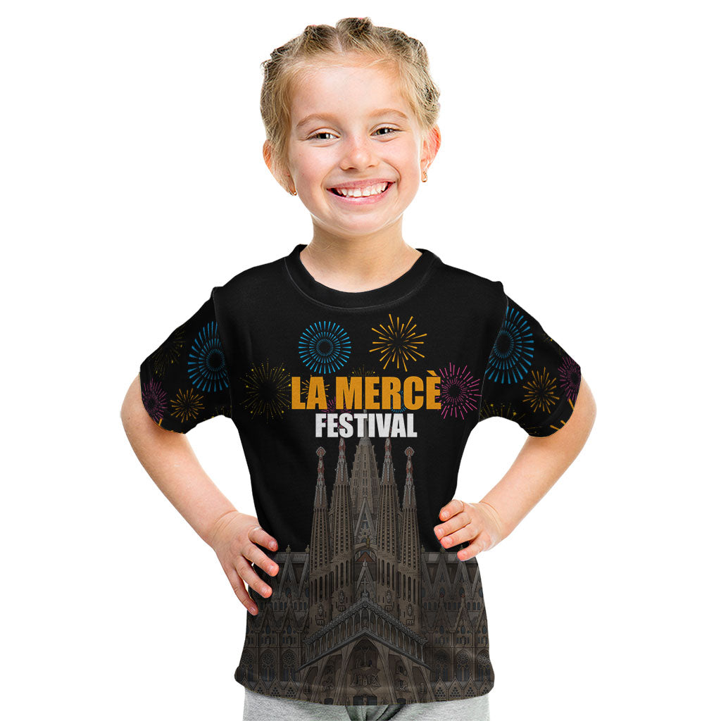 La Merce Festival Barcelona Kid T Shirt Catalan Tradition Celebration Sagrada Familia Fireworks Art