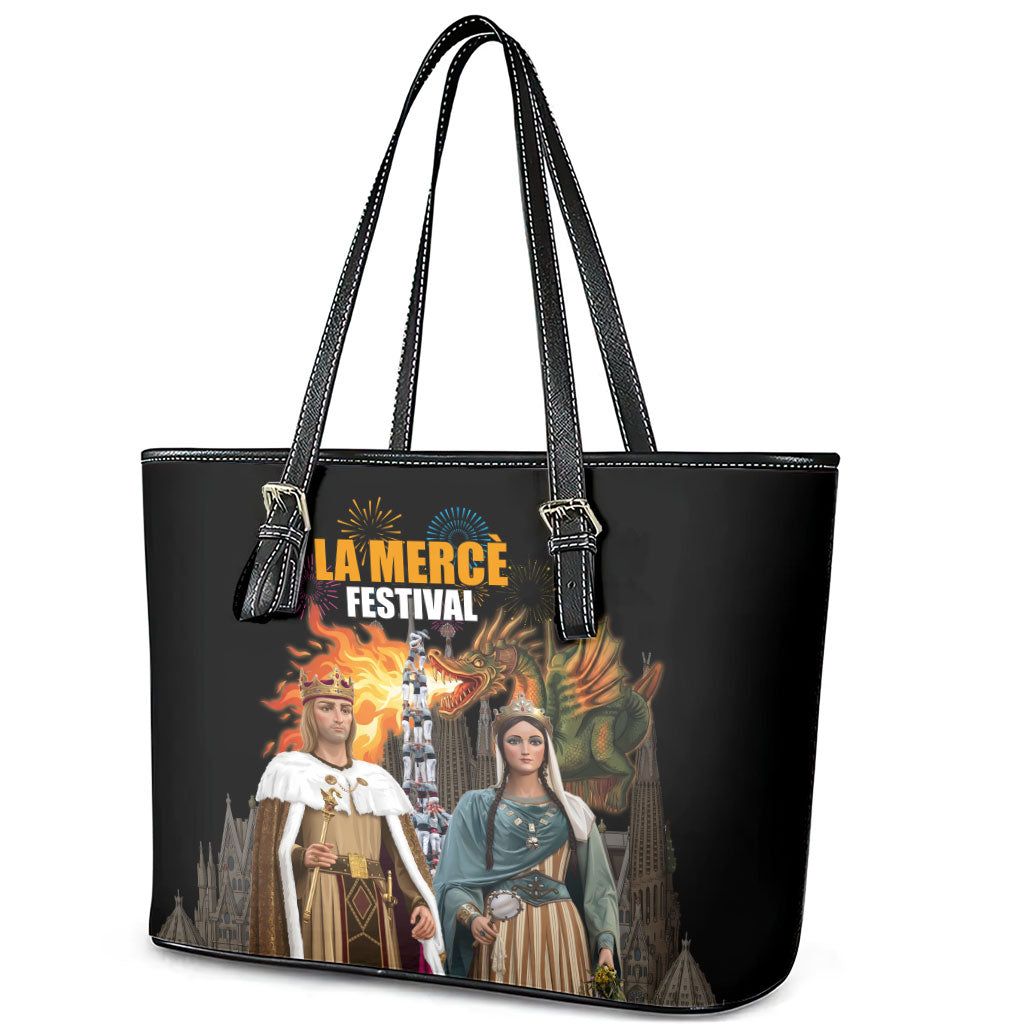 La Merce Festival Barcelona Leather Tote Bag Catalan Tradition Celebration Sagrada Familia Fireworks Art