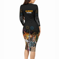 La Merce Festival Barcelona Long Sleeve Bodycon Dress Catalan Tradition Celebration Sagrada Familia Fireworks Art