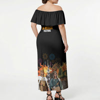 La Merce Festival Barcelona Off Shoulder Maxi Dress Catalan Tradition Celebration Sagrada Familia Fireworks Art
