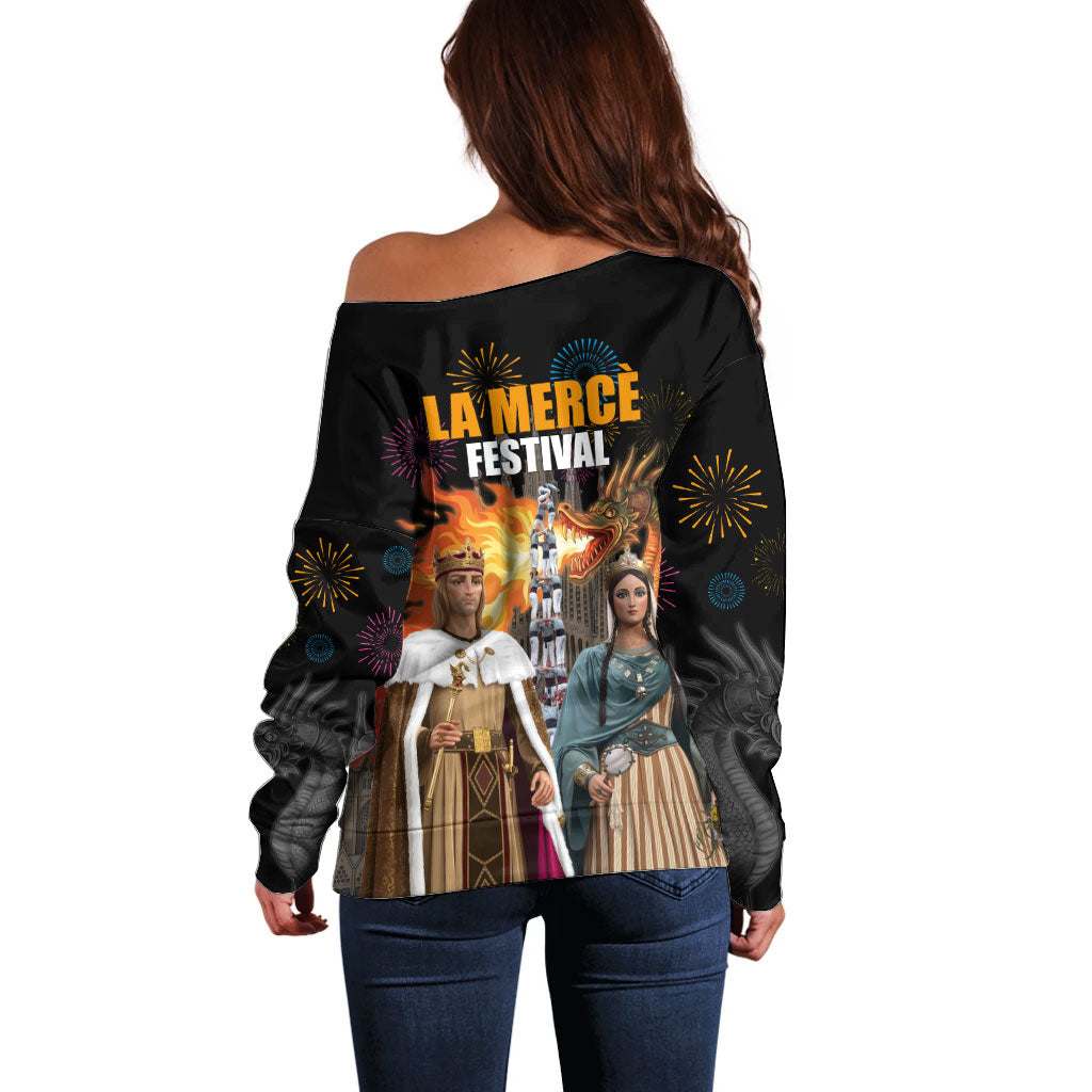 La Merce Festival Barcelona Off Shoulder Sweater Catalan Tradition Celebration Sagrada Familia Fireworks Art