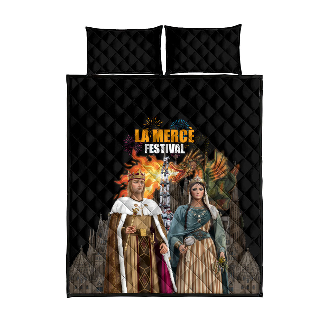 La Merce Festival Barcelona Quilt Bed Set Catalan Tradition Celebration Sagrada Familia Fireworks Art