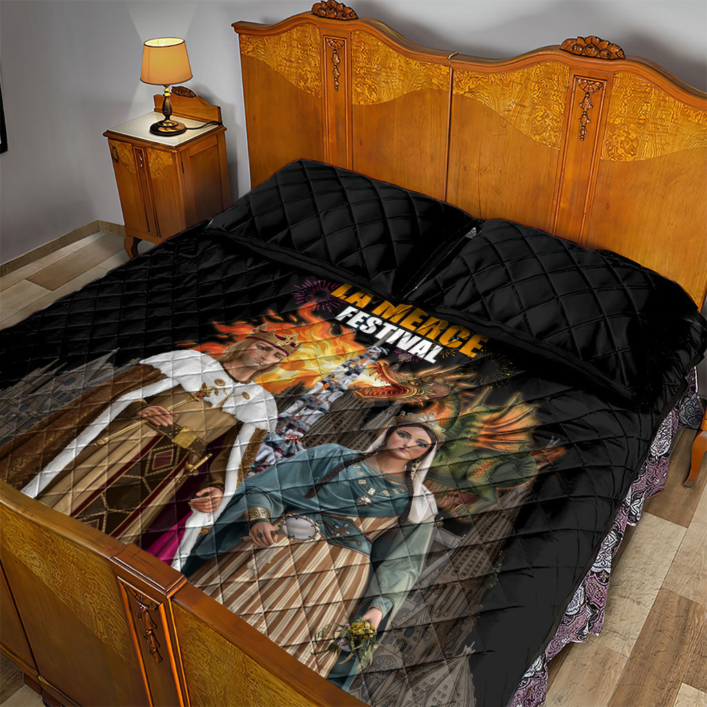 La Merce Festival Barcelona Quilt Bed Set Catalan Tradition Celebration Sagrada Familia Fireworks Art