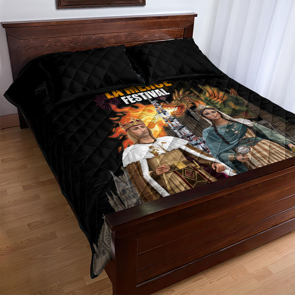 La Merce Festival Barcelona Quilt Bed Set Catalan Tradition Celebration Sagrada Familia Fireworks Art
