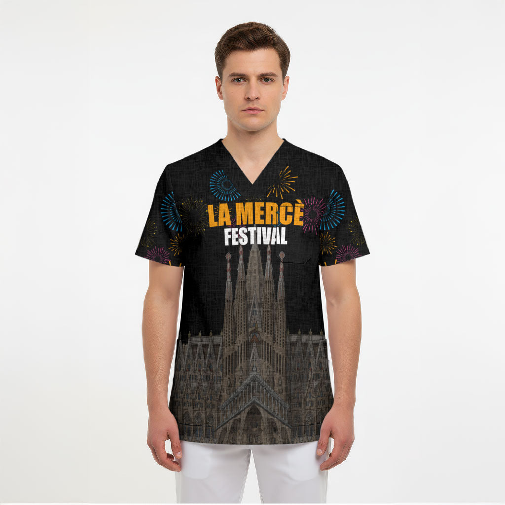 La Merce Festival Barcelona Scrub Top Catalan Tradition Celebration Sagrada Familia Fireworks Art