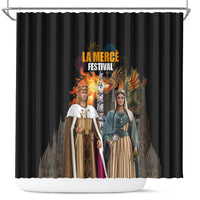 La Merce Festival Barcelona Shower Curtain Catalan Tradition Celebration Sagrada Familia Fireworks Art