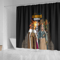 La Merce Festival Barcelona Shower Curtain Catalan Tradition Celebration Sagrada Familia Fireworks Art