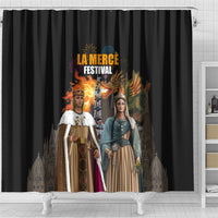 La Merce Festival Barcelona Shower Curtain Catalan Tradition Celebration Sagrada Familia Fireworks Art