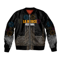 La Merce Festival Barcelona Sleeve Zip Bomber Jacket Catalan Tradition Celebration Sagrada Familia Fireworks Art