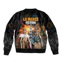 La Merce Festival Barcelona Sleeve Zip Bomber Jacket Catalan Tradition Celebration Sagrada Familia Fireworks Art