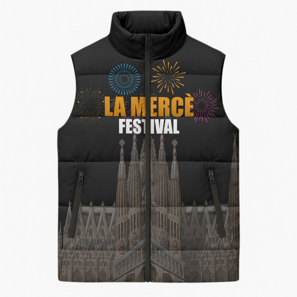 La Merce Festival Barcelona Sleeveless Puffer Jacket Catalan Tradition Celebration Sagrada Familia Fireworks Art