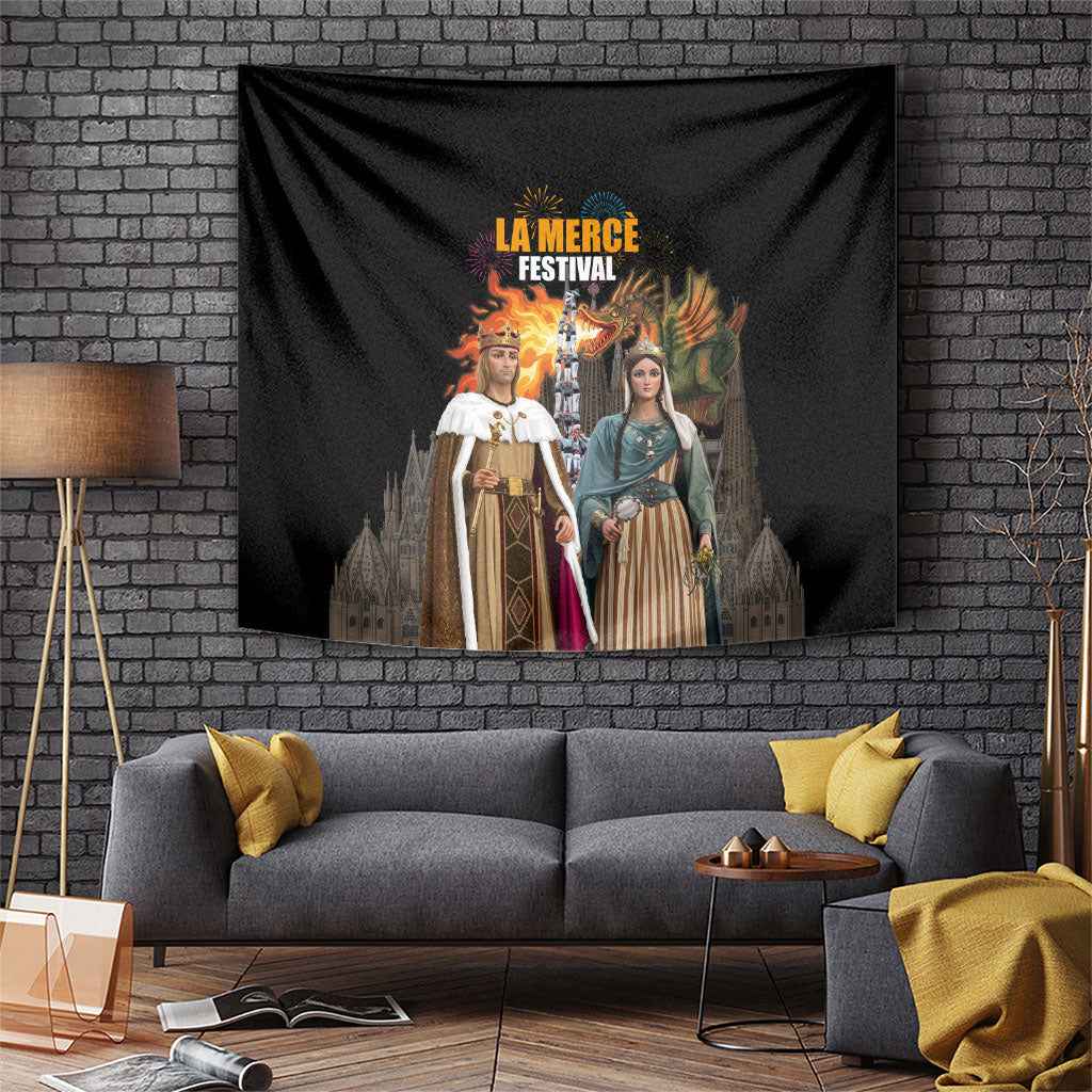 La Merce Festival Barcelona Tapestry Catalan Tradition Celebration Sagrada Familia Fireworks Art