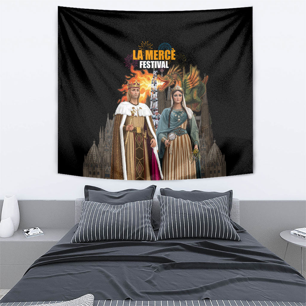 La Merce Festival Barcelona Tapestry Catalan Tradition Celebration Sagrada Familia Fireworks Art