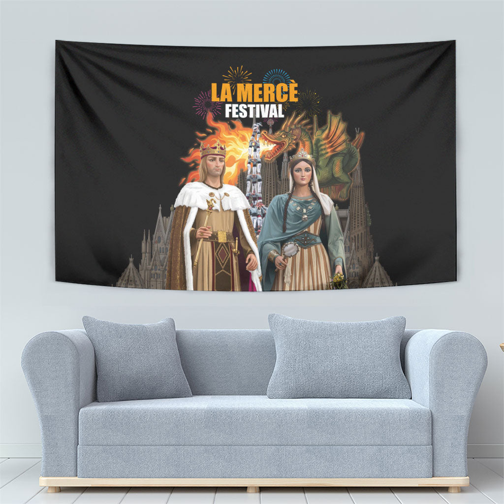 La Merce Festival Barcelona Tapestry Catalan Tradition Celebration Sagrada Familia Fireworks Art