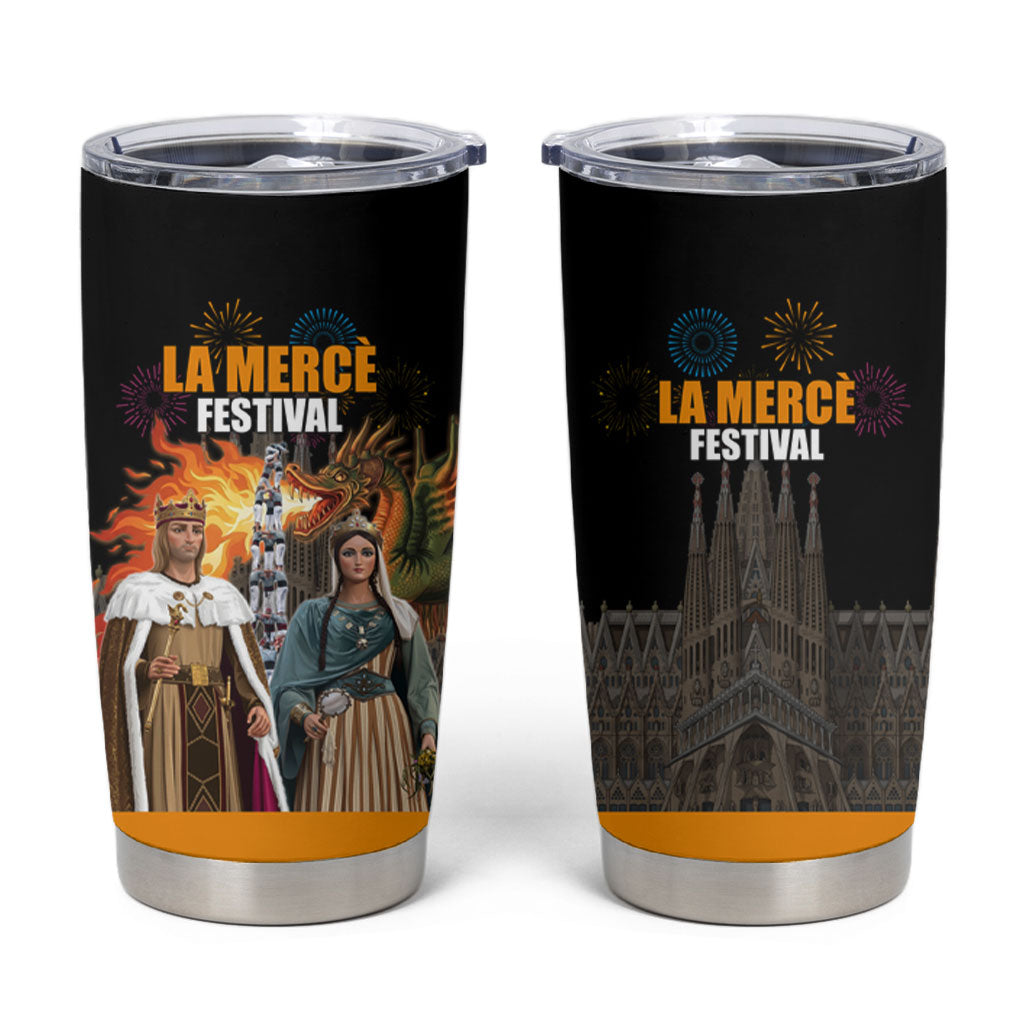 La Merce Festival Barcelona Tumbler Cup Catalan Tradition Celebration Sagrada Familia Fireworks Art