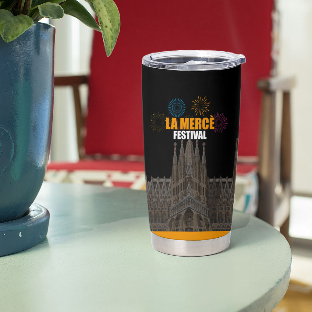La Merce Festival Barcelona Tumbler Cup Catalan Tradition Celebration Sagrada Familia Fireworks Art