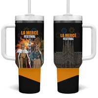 La Merce Festival Barcelona Tumbler With Handle Catalan Tradition Celebration Sagrada Familia Fireworks Art