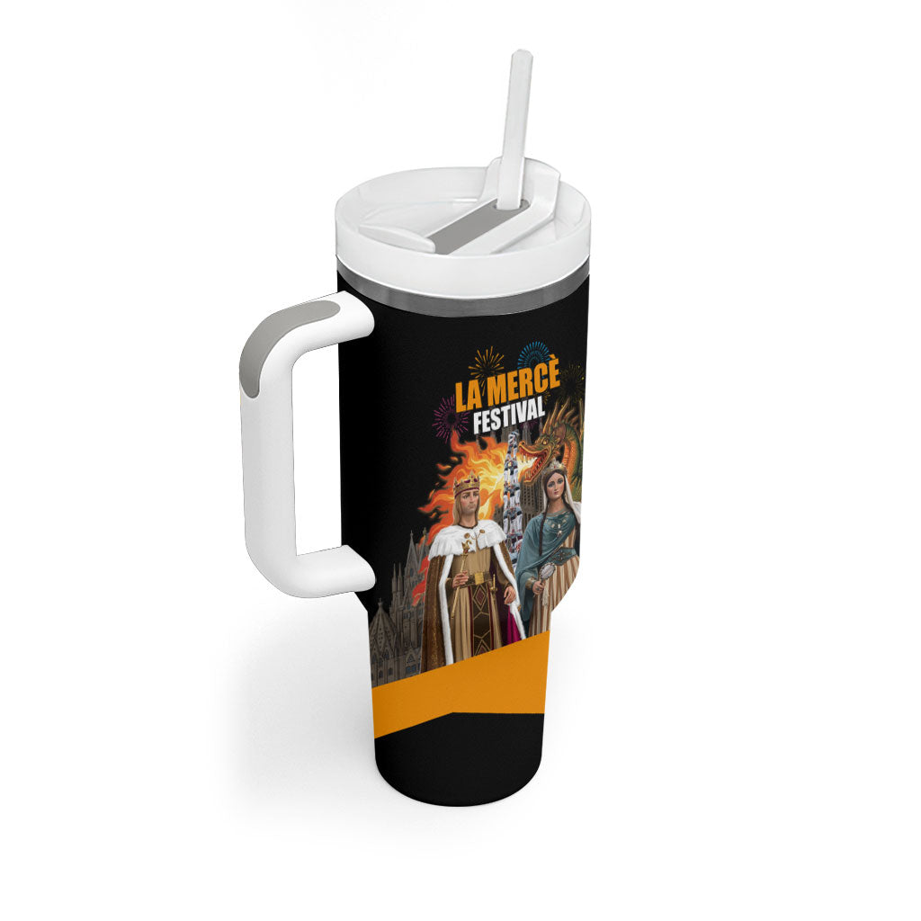 La Merce Festival Barcelona Tumbler With Handle Catalan Tradition Celebration Sagrada Familia Fireworks Art