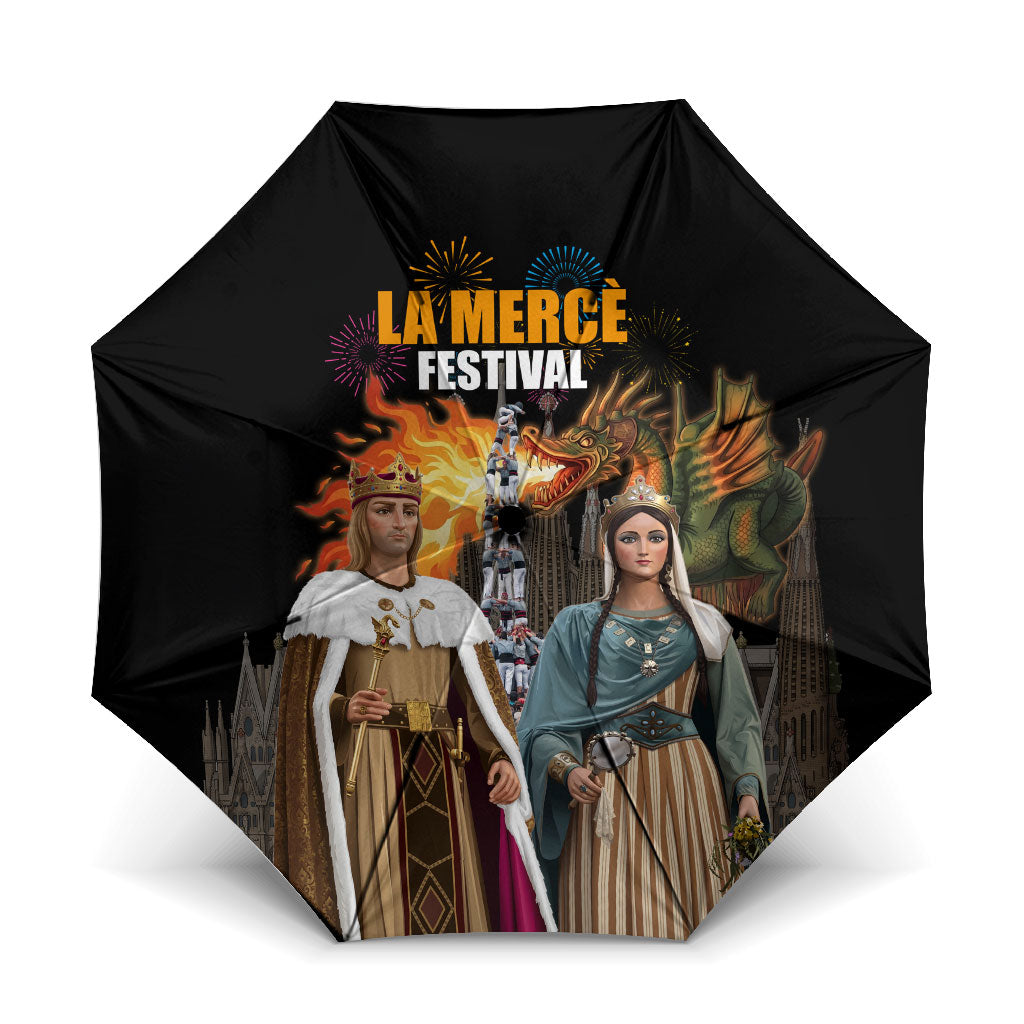 La Merce Festival Barcelona Umbrella Catalan Tradition Celebration Sagrada Familia Fireworks Art