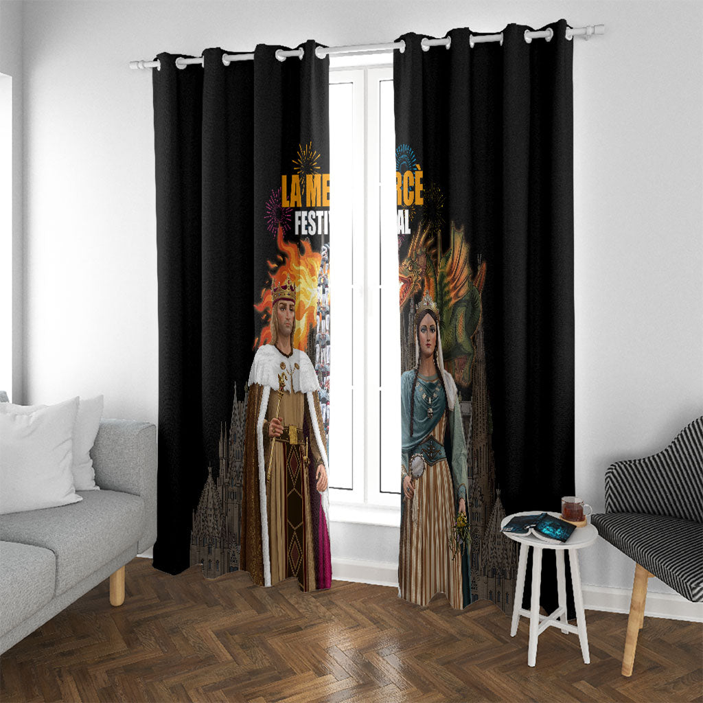 La Merce Festival Barcelona Window Curtain Catalan Tradition Celebration Sagrada Familia Fireworks Art