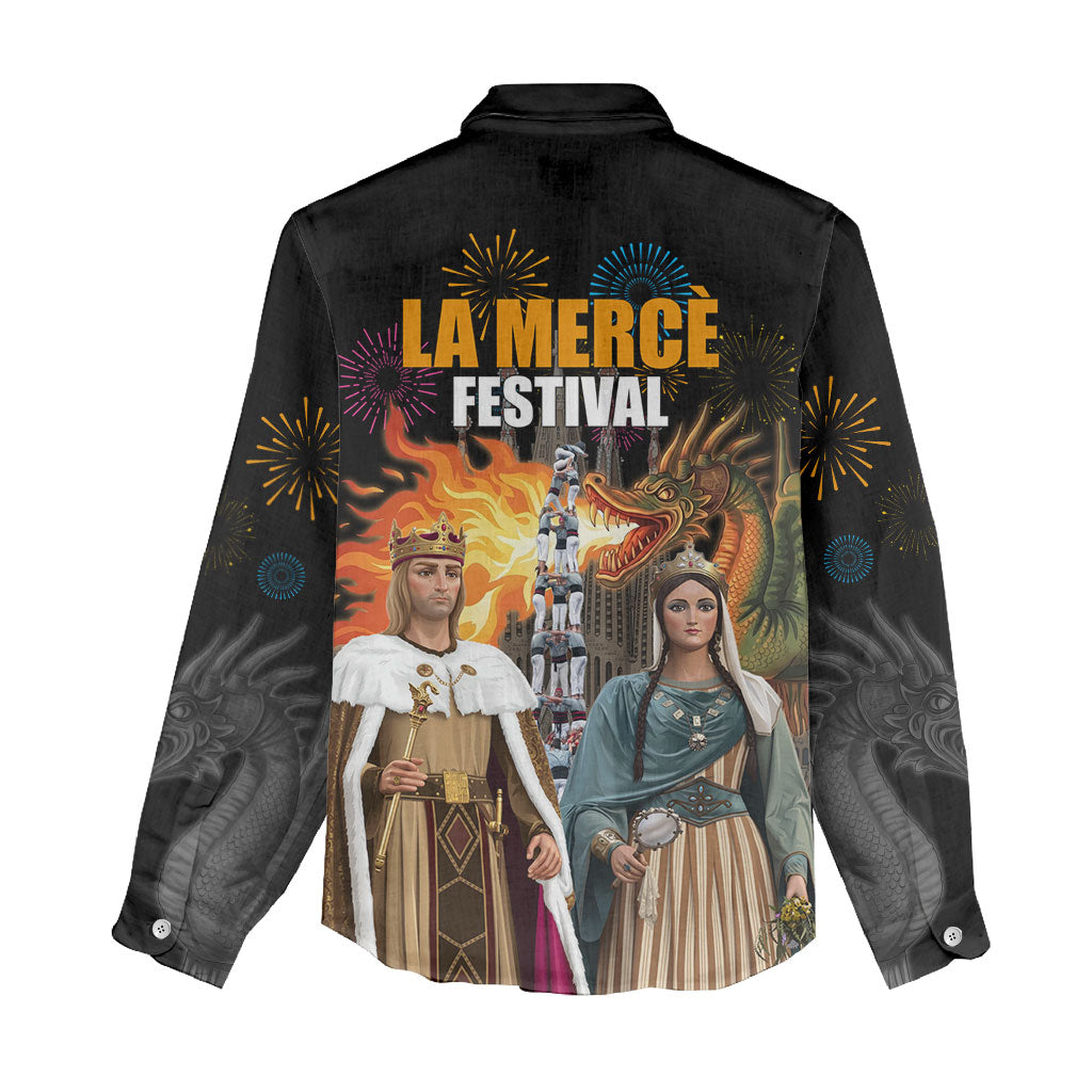 La Merce Festival Barcelona Women Casual Shirt Catalan Tradition Celebration Sagrada Familia Fireworks Art