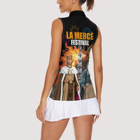 La Merce Festival Barcelona Women Sleeveless Polo Shirt Catalan Tradition Celebration Sagrada Familia Fireworks Art