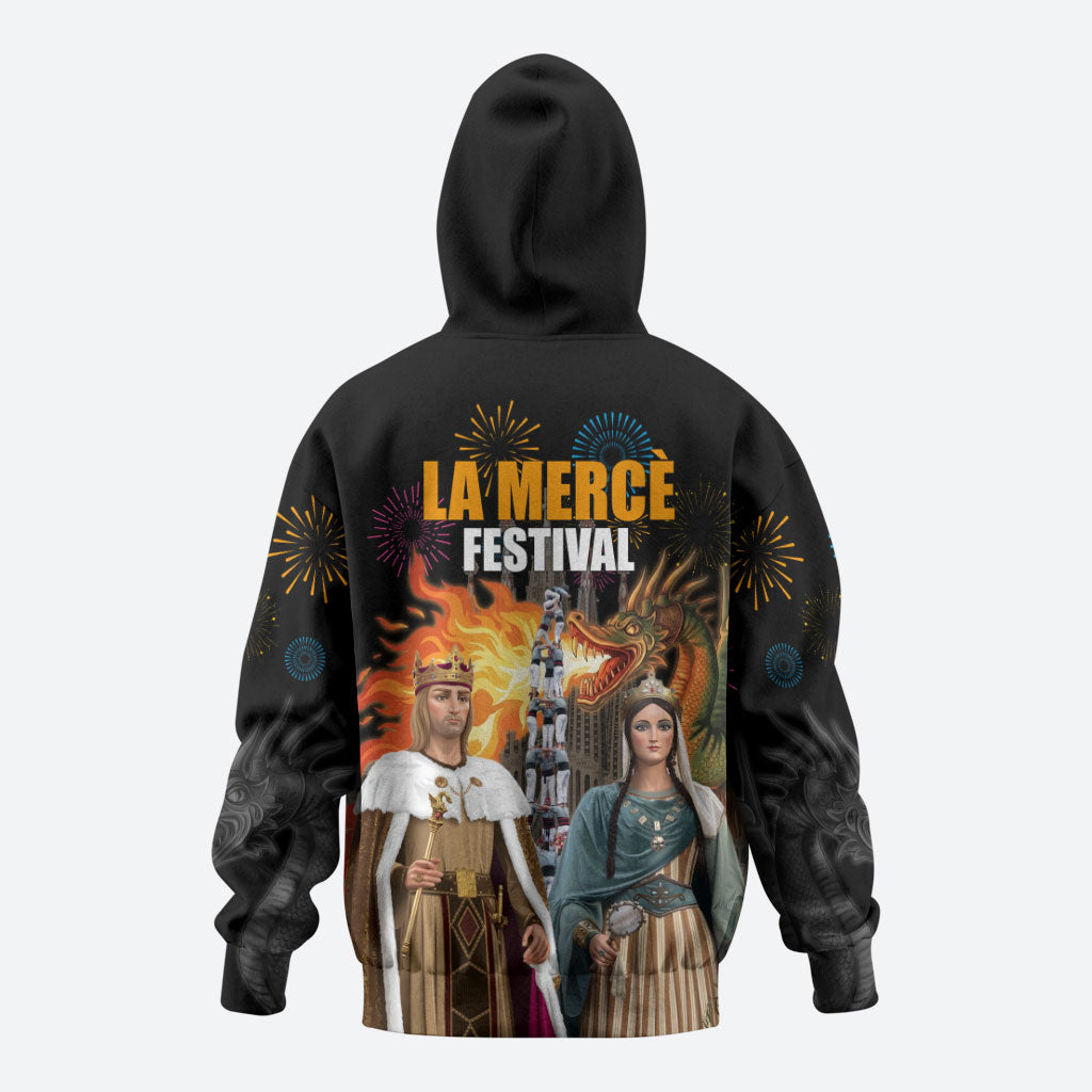 La Merce Festival Barcelona Zip Hoodie Catalan Tradition Celebration Sagrada Familia Fireworks Art