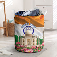 India Flag Peacock Laundry Basket Vibrant Cultural Indian Taj Mahal Lotus