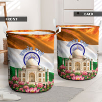 India Flag Peacock Laundry Basket Vibrant Cultural Indian Taj Mahal Lotus