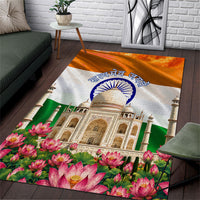 India Flag Peacock Area Rug Vibrant Cultural Indian Taj Mahal Lotus