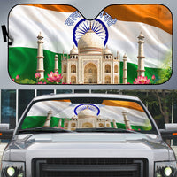 India Flag Peacock Auto Sun Shade Vibrant Cultural Indian Taj Mahal Lotus