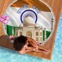 India Flag Peacock Beach Blanket Vibrant Cultural Indian Taj Mahal Lotus