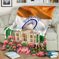 India Flag Peacock Blanket Vibrant Cultural Indian Taj Mahal Lotus