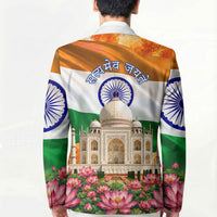 India Flag Peacock Blazer Vibrant Cultural Indian Taj Mahal Lotus